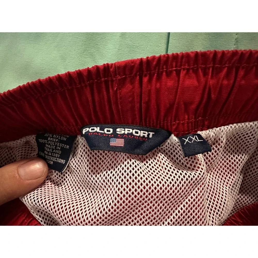 Polo Sport Ralph Lauren Mens Red‎ Swim Trunks XXL Yellow Pony Logo 6 Inch Inseam